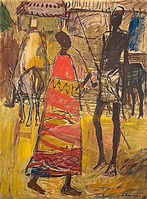 Village Scene with Woman Smoking Pipe, recto; Fishing Boat(2)