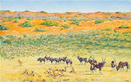 Landscape with Gemsbok by Zakkie (Zacharias) Eloff - Auction record, sale price, and art valuation. Compare with similar artists and explore comparable artworks.