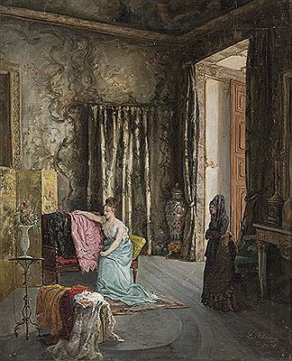 Damas en un interior palaciego. 1876?