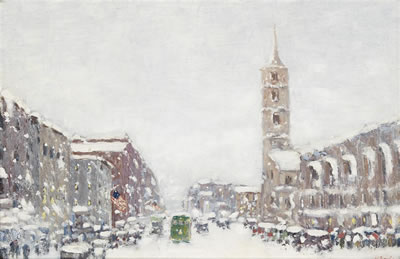 Flatbush Avenue, Brooklyn. by Franklin Morris - Auction record, sale price, and art valuation. Compare with similar artists and explore comparable artworks.