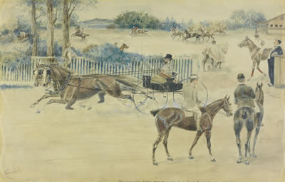 Piere Lorillard Horses Exercising at East Islip, New York.