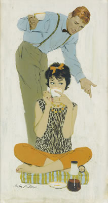 Sample artwork by Mike Ludlow (Born 1921), known for illustrator, portrait, female figure - View similar artists and auction records