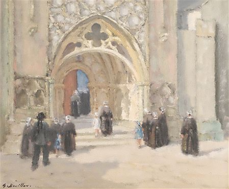"Entrée de l'église de Pont Croix" by Gaston Bouillon - Auction record, sale price, and art valuation. Compare with similar artists and explore comparable artworks.