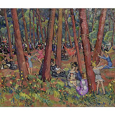 Sample artwork by Moses Levy (1885 - 1968), known for modernist figure, genre and street scene painting - View similar artists and auction records