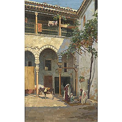 DANS LA COUR DU RIAD by Michele Cortegiani - Auction record, sale price, and art valuation. Compare with similar artists and explore comparable artworks.