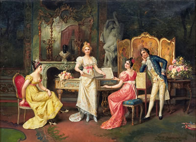 Interior with a musical company