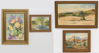 Group of 4 paintings-Floral, Bluebonnets, Cactus AND Yucca by Grace Dermody - Auction record, sale price, and art valuation. Compare with similar artists and explore comparable artworks.