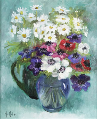 VASE D’ANÉMONES ET DE MARGUERITES