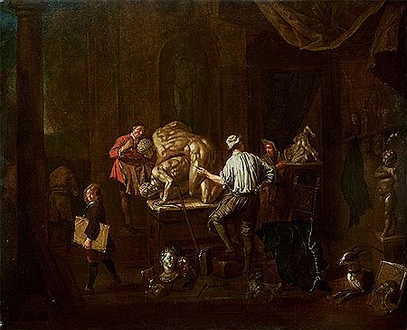 In the sculptor’s studio. After 1710