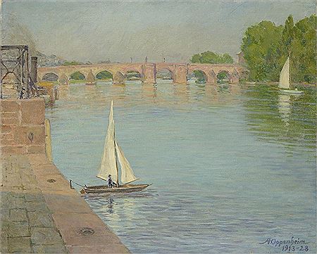 Alte Brücke mit Segelbooten (Frankfurt)