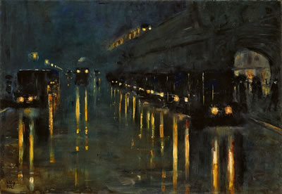 "Hochbahnhof Bülowstraße bei Nacht"