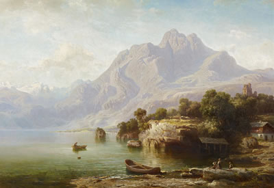 Blick vom Vierwaldstätter See auf den Berg Pilatus in der Schweiz
