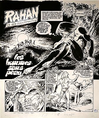 Rahan Planche de titre du récit Les hommes sans peau publié en album dans l'intégrale Rahan 37 édité par Vaillant en 1987, réalisé en 1979
