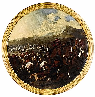Scena di battaglia tra cavallerie turche e cristiane
