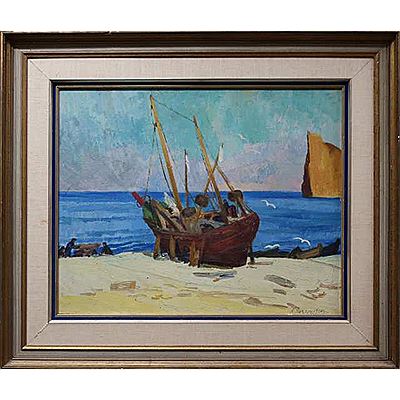 UNTITLED (SHORE STUDY WITH BOATS AND PERCE ROCK)