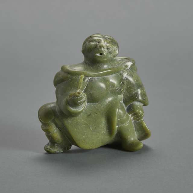 CROUCHING WOMAN WITH PIPE by Ookpik Pitsiulak - Auction record, sale price, and art valuation. Compare with similar artists and explore comparable artworks.