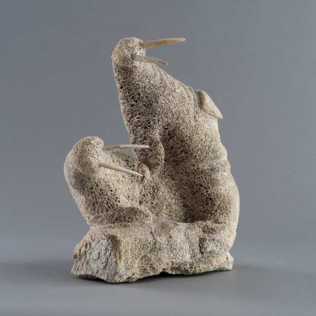 TWO WALRUS by Rupee Natsiapik - Auction record, sale price, and art valuation. Compare with similar artists and explore comparable artworks.