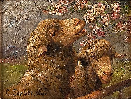 Sample artwork by Carl Schaller (1867 - 1951), known for animal and genre painting - View similar artists and auction records