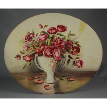 Still life of a vase of roses