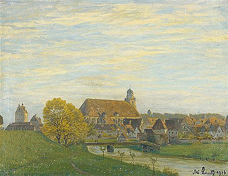 Blick auf das Münster St. Georg in Dinkelsbühl. Herbstliche Landschaft. by Adolf Luntz - Auction record, sale price, and art valuation. Compare with similar artists and explore comparable artworks.