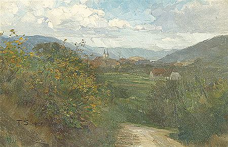 Hügellandschaft mit schwäbischem Dorf. by Theodor Schnitzer - Auction record, sale price, and art valuation. Compare with similar artists and explore comparable artworks.