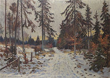Snowy woodland scene