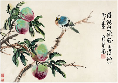 BIRDS AMONG PEACH BLOSSOMS by Fenghui Guo - Auction record, sale price, and art valuation. Compare with similar artists and explore comparable artworks.