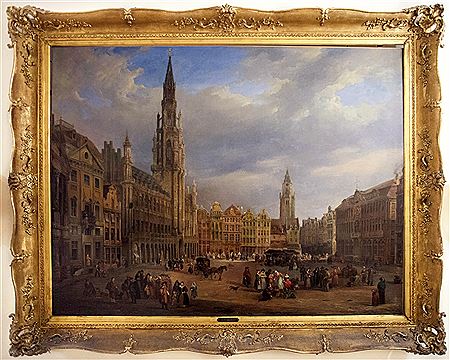 Scène de marché sur la Grand-Place à Bruxelles