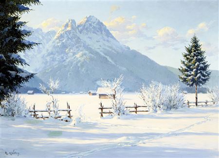Verschneite Berglandschaft by Rudolf-Emile Kloden - Auction record, sale price, and art valuation. Compare with similar artists and explore comparable artworks.