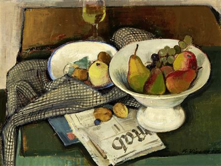 Stilleben mit Zeitung by Karl Wirz - Auction record, sale price, and art valuation. Compare with similar artists and explore comparable artworks.